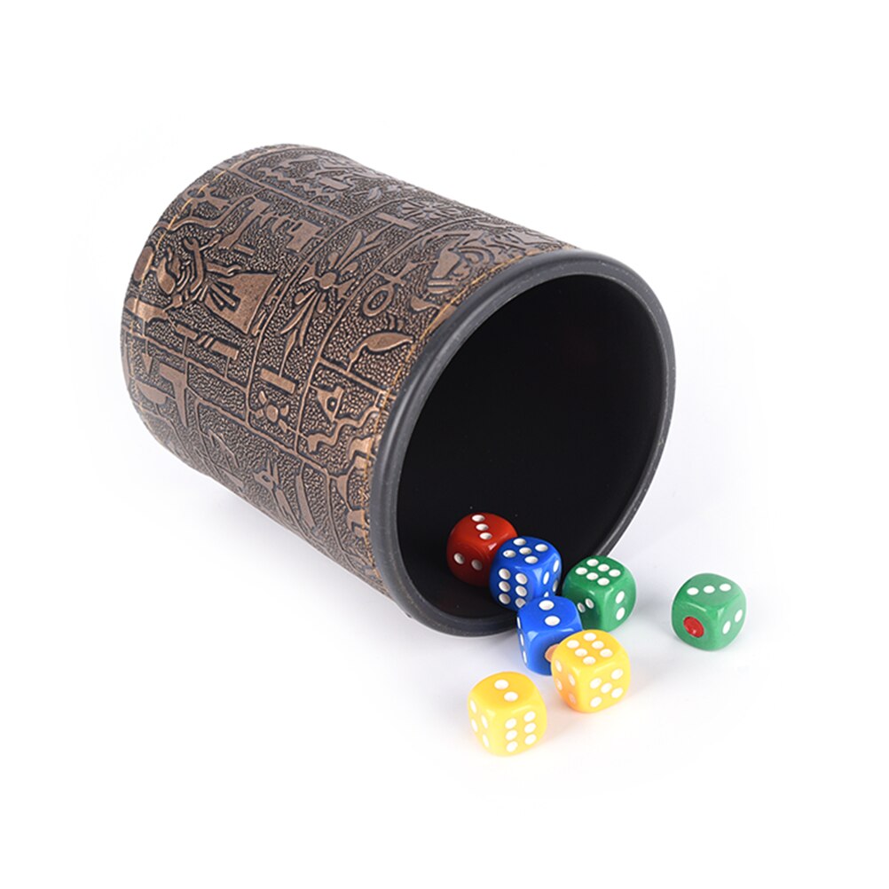 1pc Brown Leather Rune Dice Cup For Gambling Game Dice KTV Drinking dice Without Dice