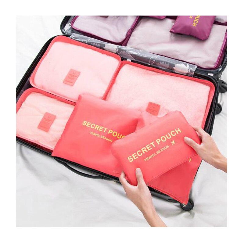 Qiaqu 6 Stks/set Reizen Opbergzakken Draagbare Bagage Organisator Kleding Tidy Pouch Koffer Verpakking Waszak Reizen Accessoires