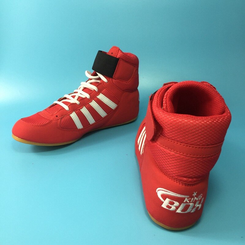 Men Lace-Up Cow Muscle Wrestling Shoes Breathable Training Boxing Sneakers D0766