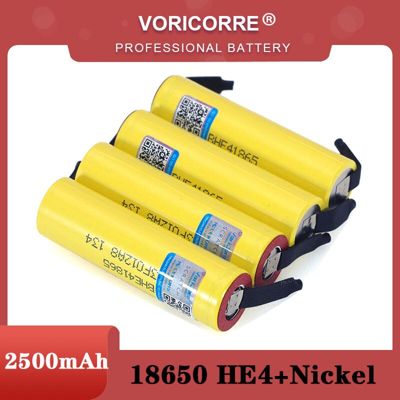 100% Originele HE4 18650 Oplaadbare Li-Ion Batterij 3.6V 2500Mah Batterij 20A 35A Ontlading + Diy nikkel Vel