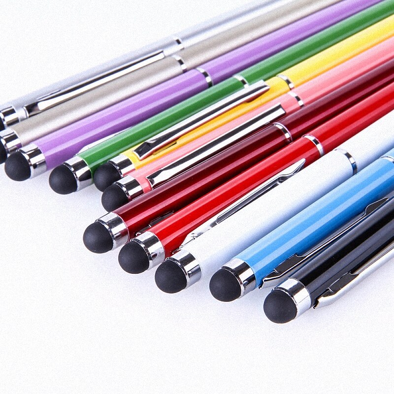 10 stks/set Universele 2 in 1 Metalen Stylus Pennen met Balpennen ру Font Touch Screen Pen voor Alle Capacitieve scherm