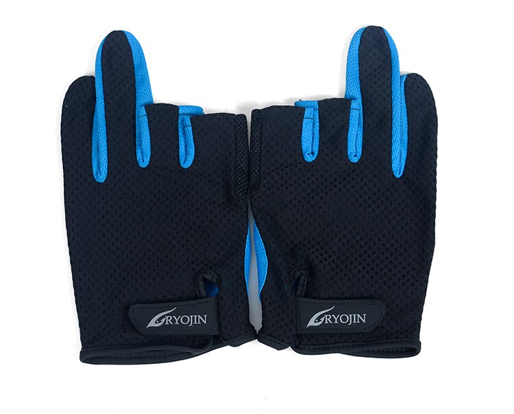 Autentici guanti da pesca UV traspiranti antiscivolo traspiranti con protezione solare estiva a tre dita RYOJIN: Blu / XL