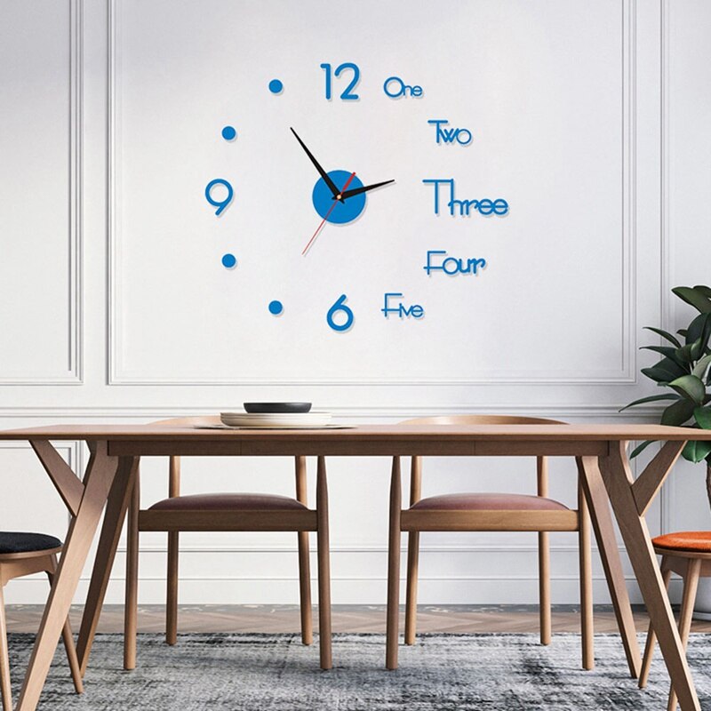 Wall Clock Watch Clocks 3d Diy Acrylic Mirror Stickers Living Room Home Office Decor Modern Wall Clock: BL