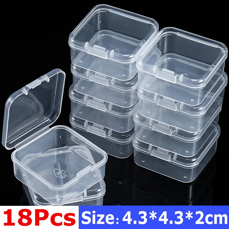 48 Packs Clear Small Plastic Containers Transparent Storage Box with Hinged Lid for Items Crafts Jewelry Package Clear Cases: Blue