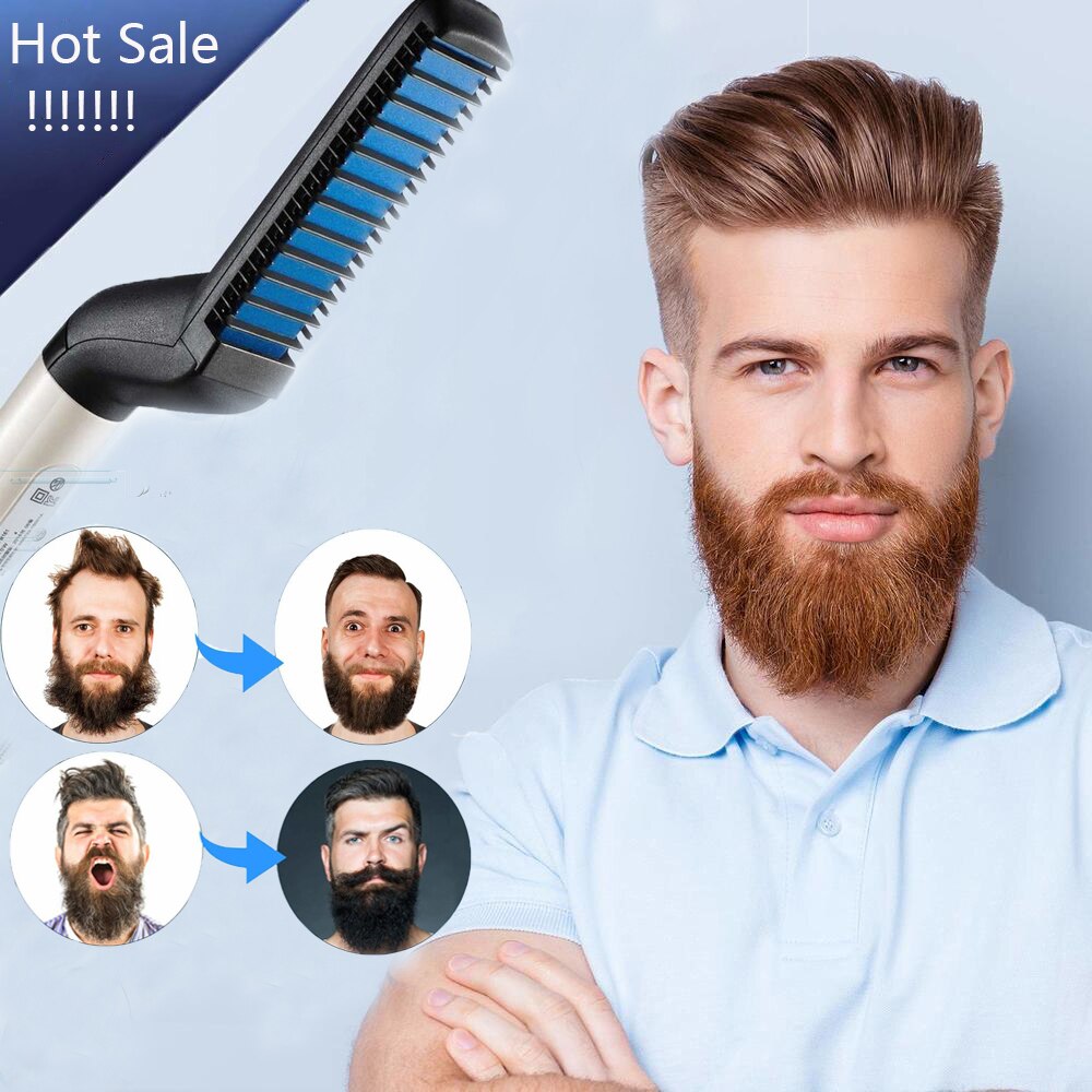Multifunctional Electric Heat Beard Straightening Comb Beard Straightener Hair Curler Comb Brush Beard Styling Tools