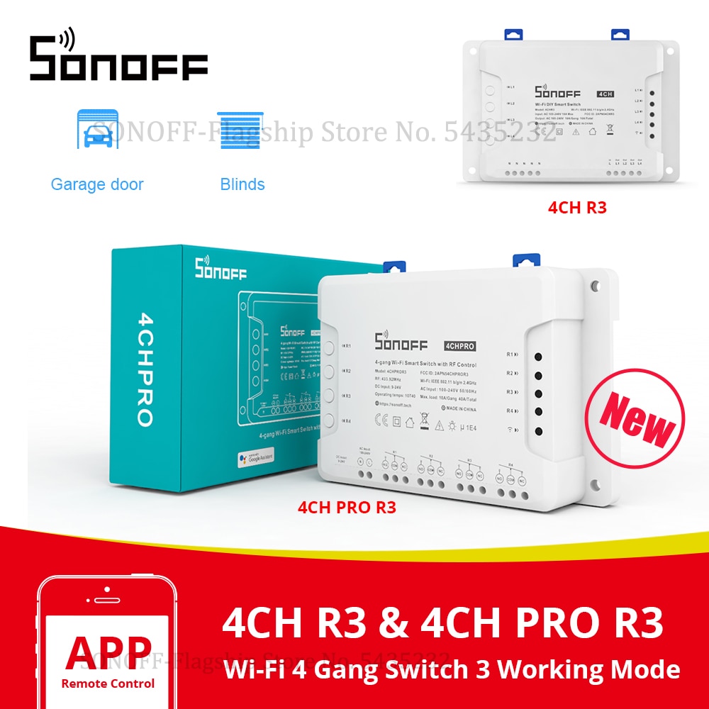 Itead Sonoff 4CH R3/ 4CH Pro R3 Wifi Schakelaar Module 4 Gang Wi-fi Diy Smart Switch App Voice Control smart Home Werkt Met Alexa