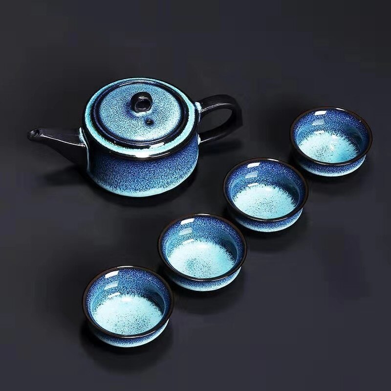 Théière en céramique décolorée de styliste chinois, service à thé de voyage kung Fu, couleurs mélangées, porcelaine, ensembles de thé Cool à la