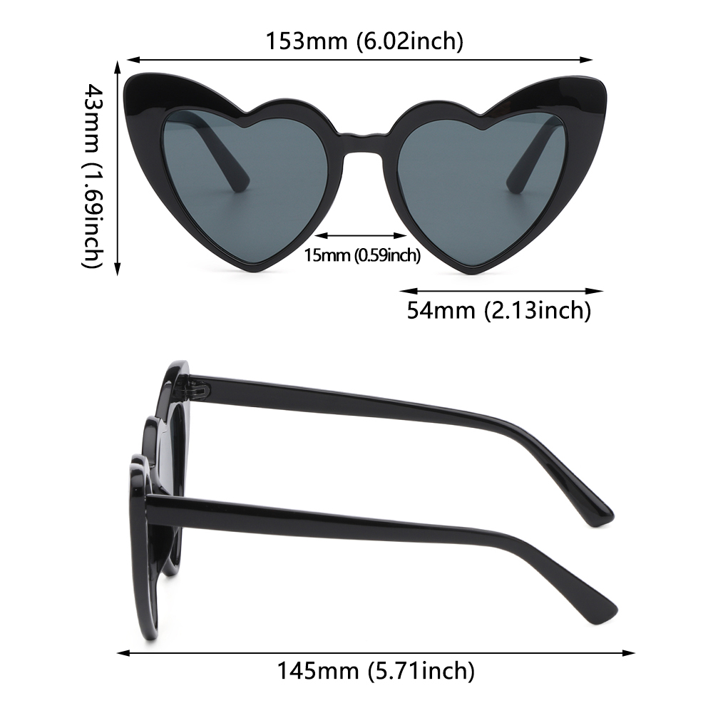 Hart Zonnebril Vrouwen Cat Eye Zonnebril Vrouwelijke Retro Liefde Hart Vormige Glazen Dames UV400 Bescherming