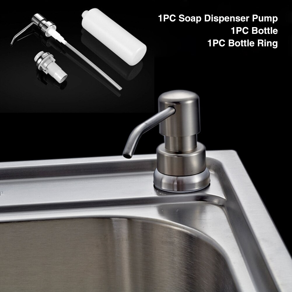 Easy Install Kitchen Sink Lotion Commercial Detergent Bathroom Stainless Steel Refill Liquid Pump With Bottle Soap Dispenser