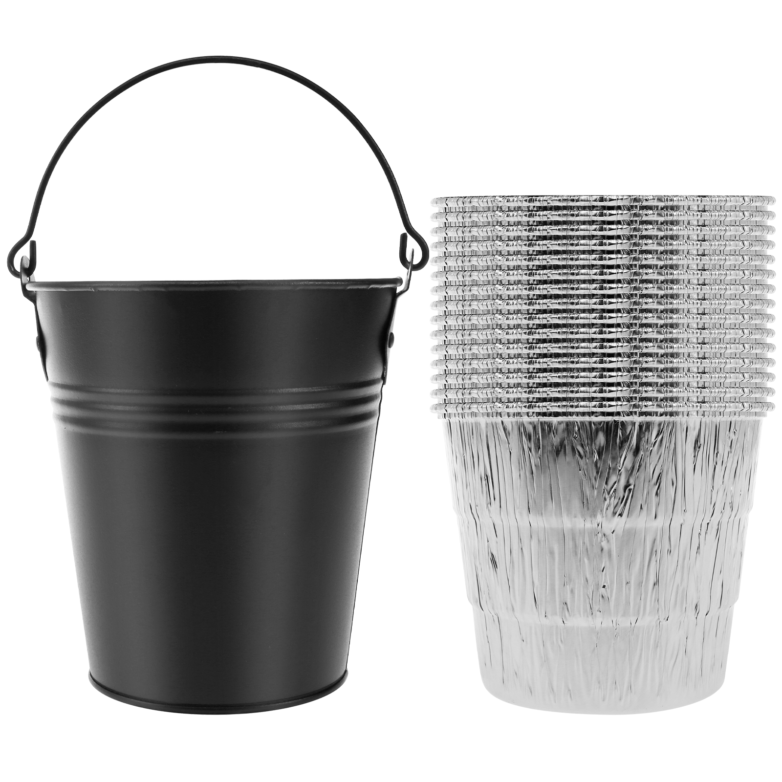 Cubo de hielo de acero inoxidable de doble pared, cubos de cerveza de champán aislados para bares, clubes nocturnos, contenedor de hielo para fiestas nocturnas, 2/3L: Negro