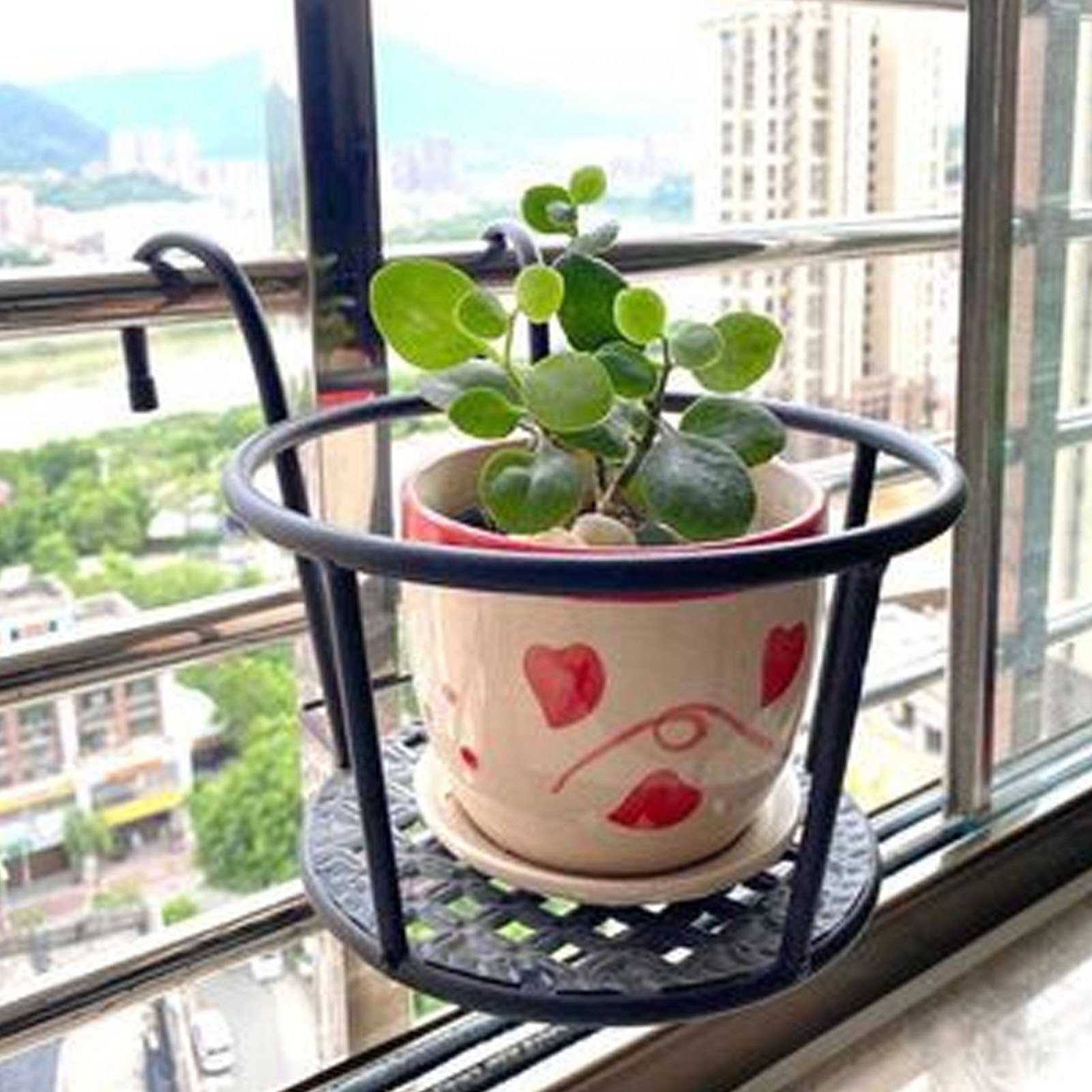 2pcs Hanging Planter Basket Iron Art Flowerpot Holder Multifunctional Flower Pot Bracket For Patio Balcony Porch