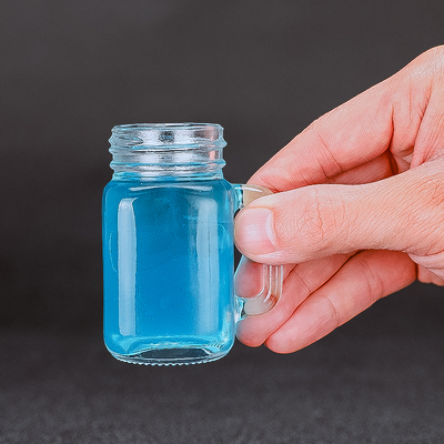 3 Size Mini Mason Jar Shot Glasses Transparent Crystal Wine Glass With Handles Bar Club Party Vodka Spirits Whiskey Glass: 60ml