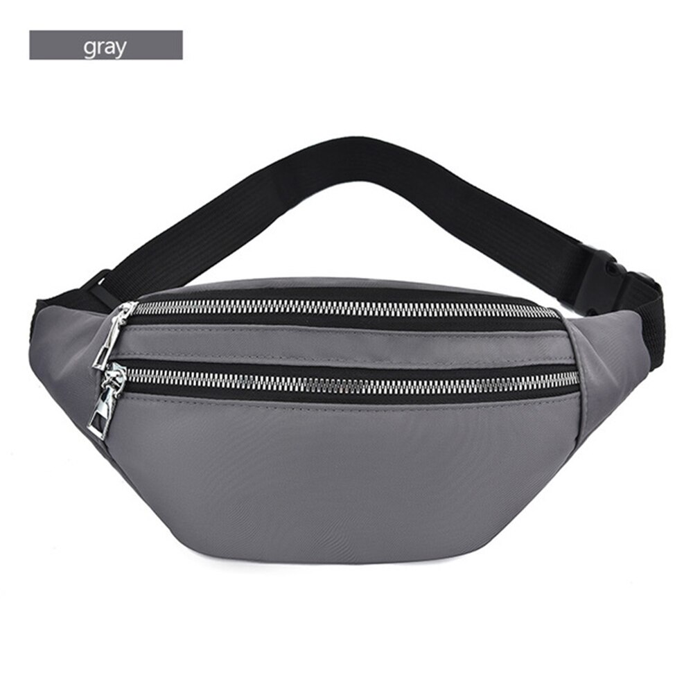 Women Men Colorful Unisex Waistbag Belt Bag Mobile Phone Zipper Pouch Packs Belt Bags: Grey