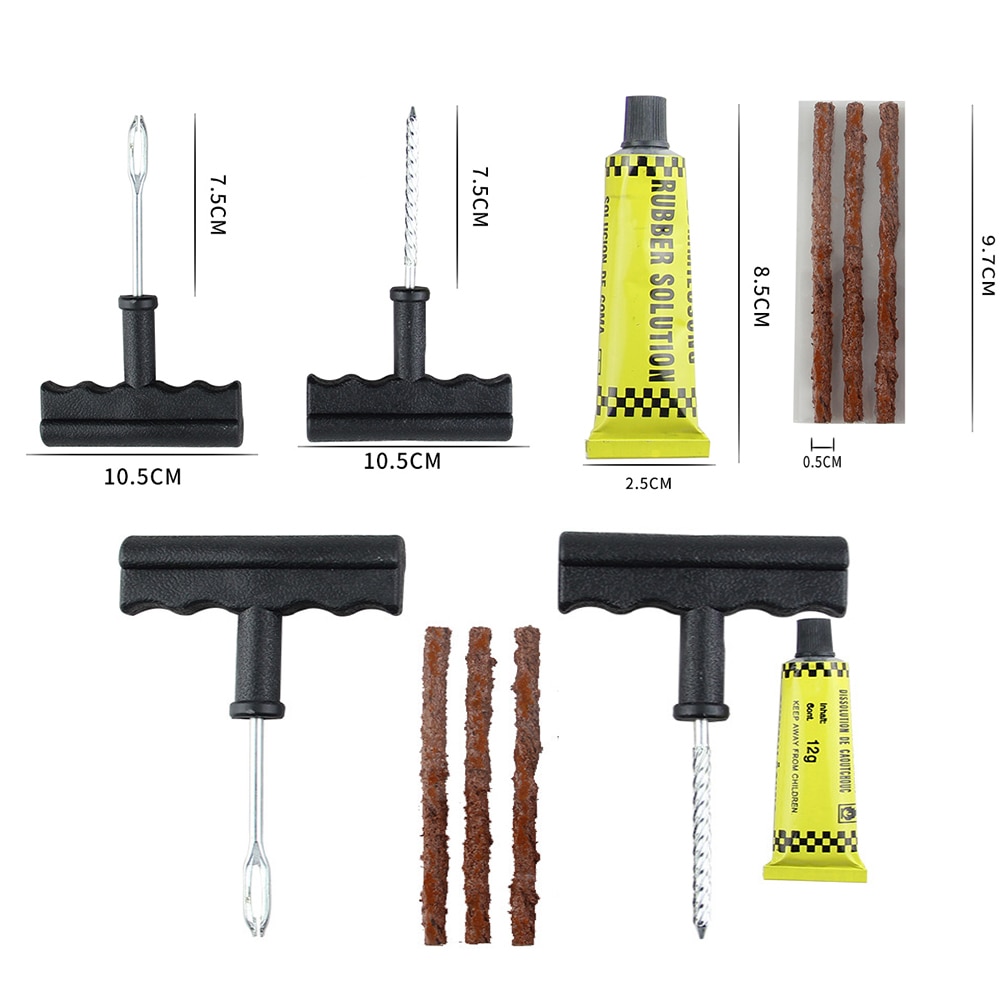 Bildekk reparasjonsverktøy tubeless auto dekk punktering reparasjon plugg kit nål patch fikse verktøy sement nyttig sett tilbehør