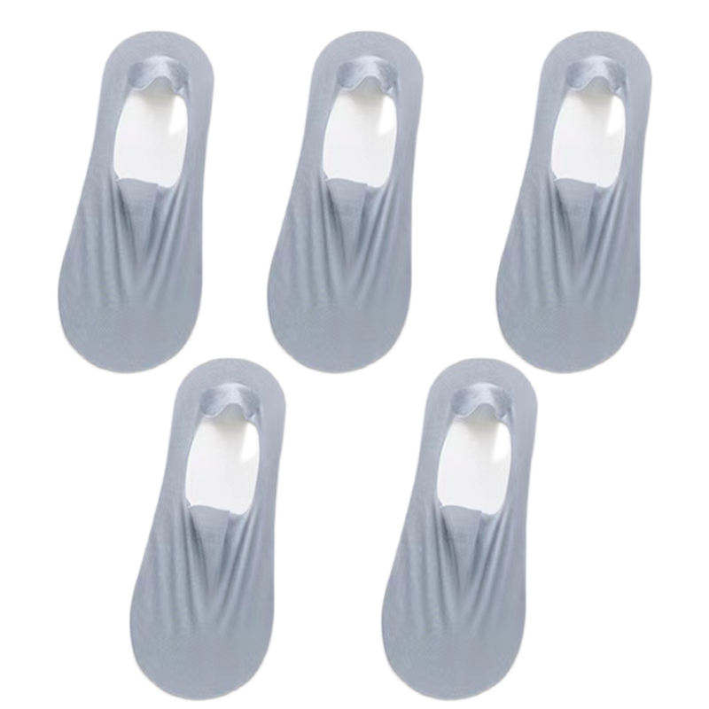 5Pairs Women Invisible Boat Socks Breathable Silicone Non-slip Ultra-thin Sock Slippers Elastic Ice Silk Low Sox: Gold