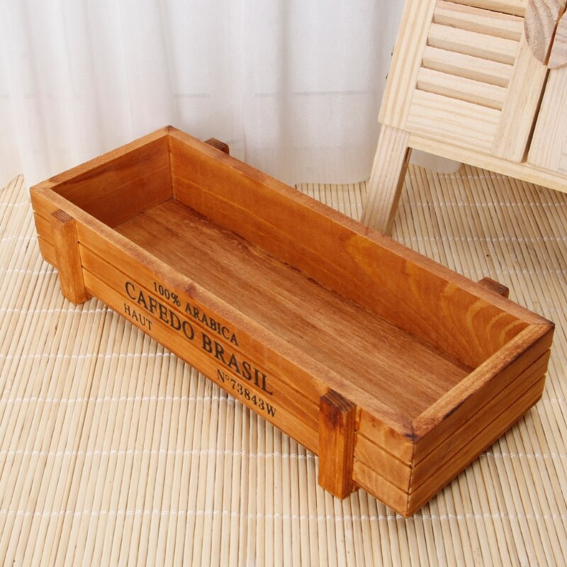 Vintage Wood Garden Flower Planter Succulent Pot Rectangle Trough Box Plant Bed U50F