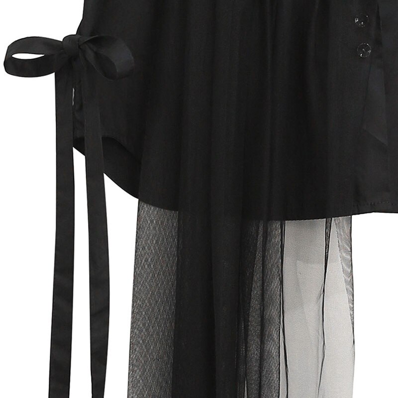 Xitao oregelbunden personlighet mesh mesh sömmar skjorta trend vilda dam toppar och blusar streetwear sommar  xj4473