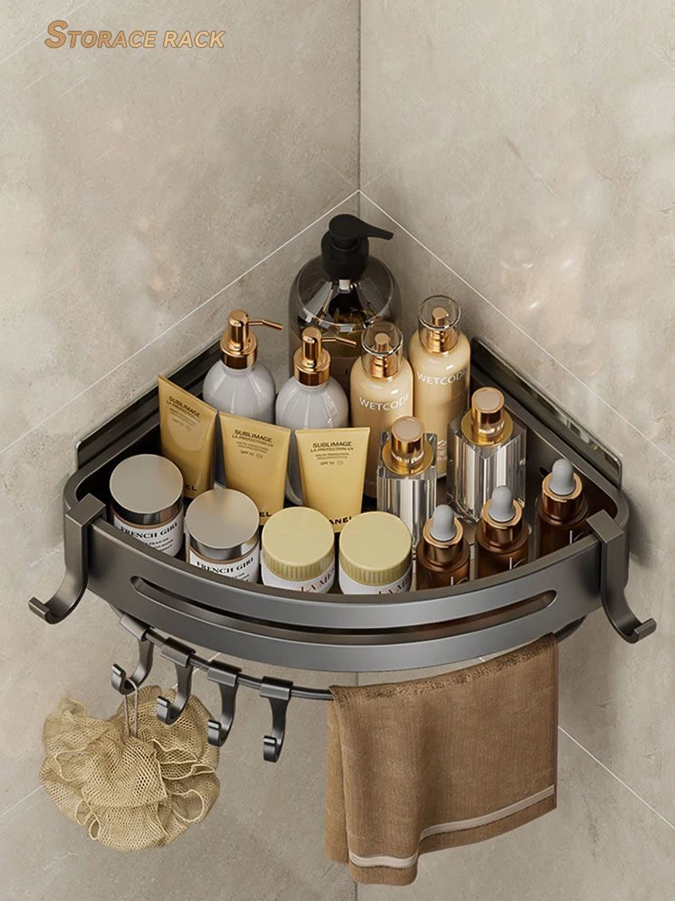 Shower Caddy Corner Hanging Rack Bathroom Organizers and Storage Floating Shelves for Wall no Drilling Corner Shelf Wall Mounted