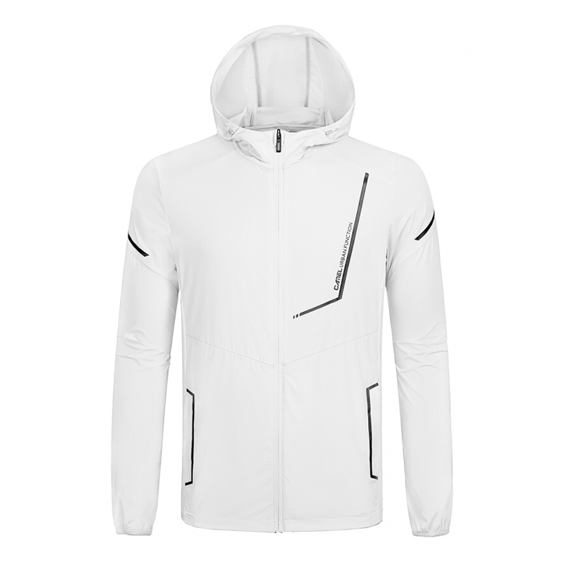 Camel outdoor skin tøj herretøj herre toppe ultraviolet-resistent letvægts åndbar hættejakke til mænd: A0 s 230105- hvid / L