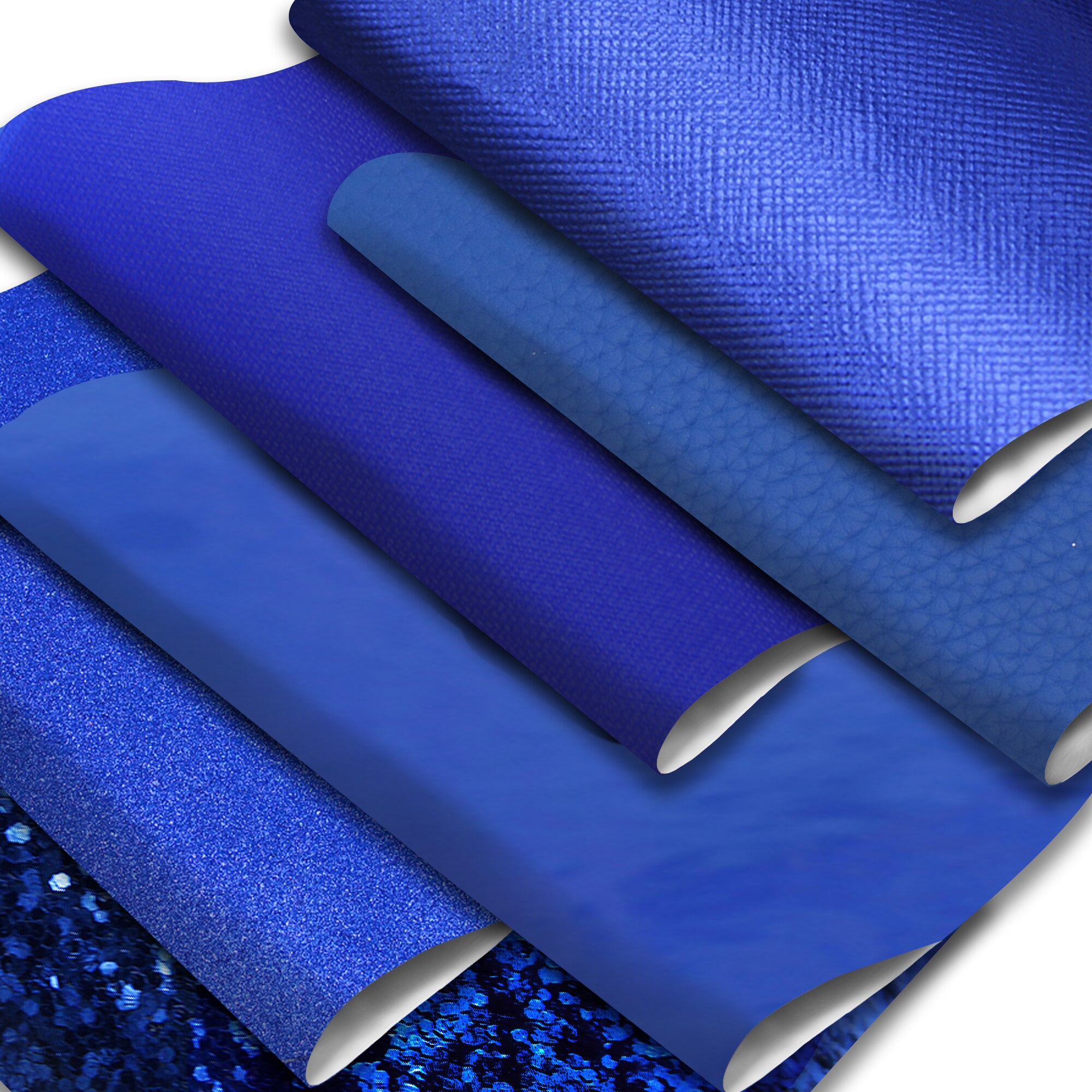 Royal Blue Series Faux Leather Sheets Solid Color Synthetic Leather Fabric Shimmer Glossy for DIY Handmade Materials Crafts