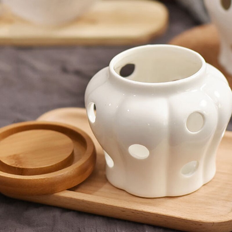Keramische voorraadpotten knoflook gember pot bamboe deksel keuken organizer gereedschap woonaccessoires