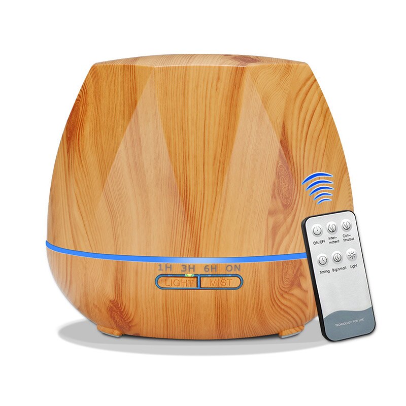 Smart Wifi app 550ml Aroma Essential Oil Diffuser Air Humidifier Compatible with remote control Home aromatherapy Christmas: light wood remote / EU