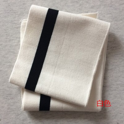Puños a rayas de algodón, 15x95CM, 670gsm, tejido de punto elástico a rayas para escote, chaqueta de invierno, accesorios de ropa: WhiteBlack