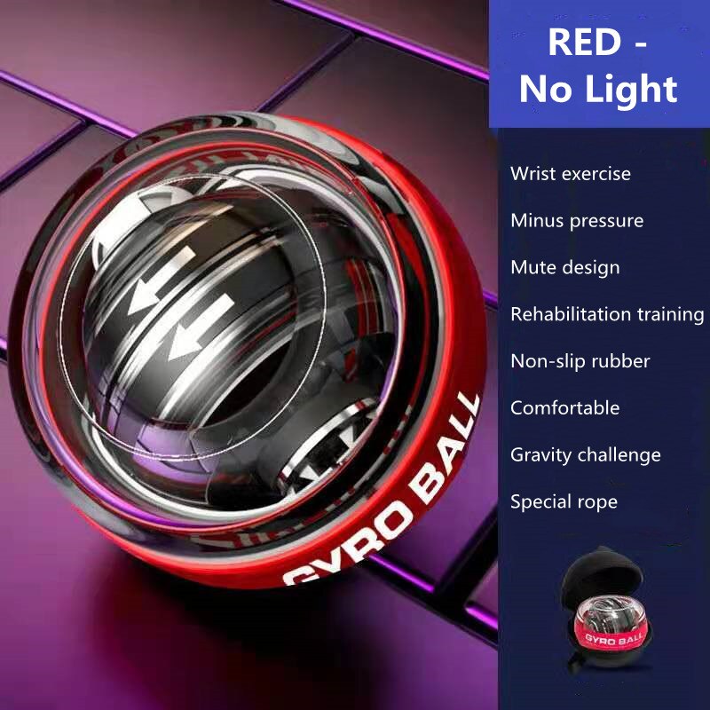 Self-starting Powerball Wrist Power Hand Ball Muscle Relax Spinning Wrist Trainer Exercise Equipment Strengthener with LED Light: RED - No Light