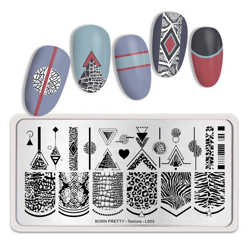 BORN PRETTY Leopard Stamp Plates for Nails Stainless Steel Square Print Animal Skull Image Nail Stamping Plates Templates: Texture L003