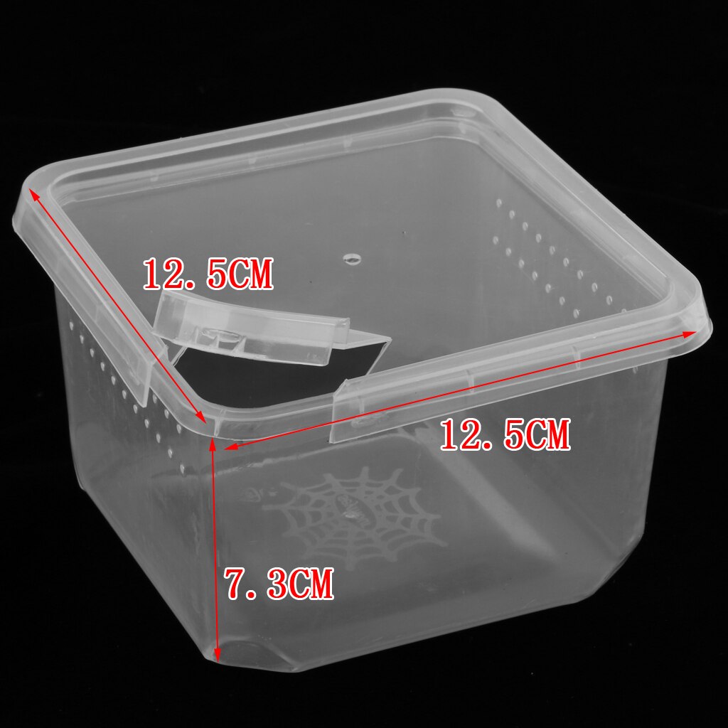 Plastic Reptile Insect Snake Spider Habitat Feeding Box Container 12x12x7cm