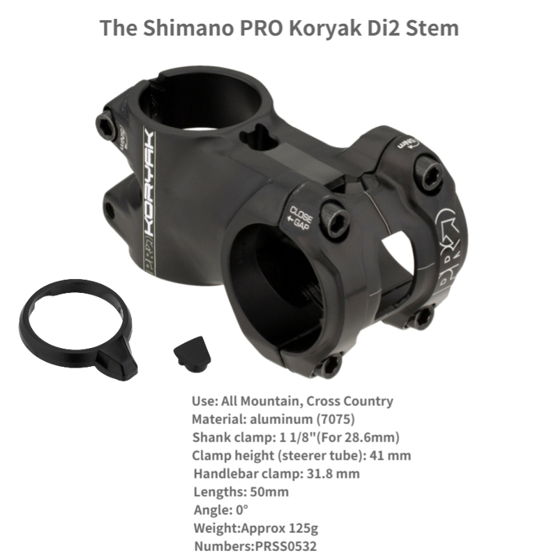 Shimano – tige PRO Koryak Di2, 0 degré + 6 °/-6 ° degrés, 1-1/8 &#39;&#39;31.8mm 35/50/60/70/80/90/100: 50mm
