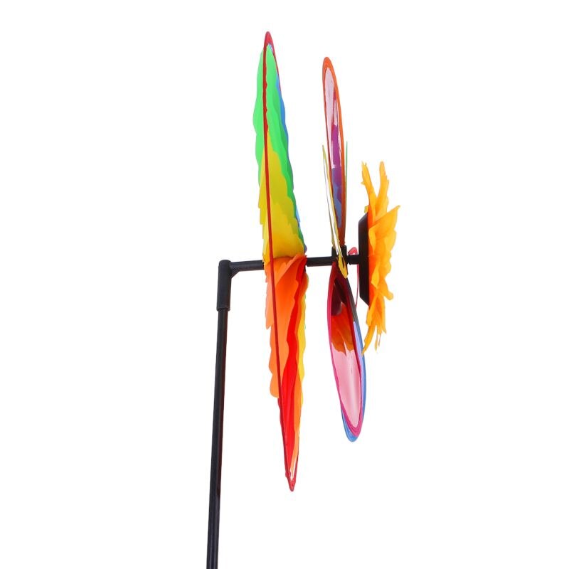 Kids Sunflower Windmill Wind Spinner Rainbow Whirligig Wheel Home Lawn Yard Decor