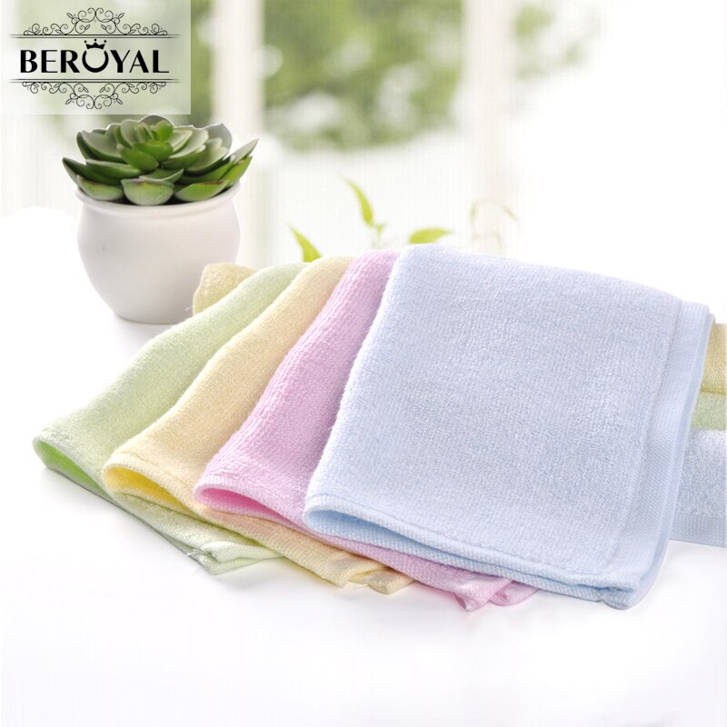 Beroyal Kids Handdoek-4 Stk/partij 25*25Cm Bamboe Handdoek Vlakte Geverfd Gezicht Handdoek Vierkante Zachte slabbers Handdoek