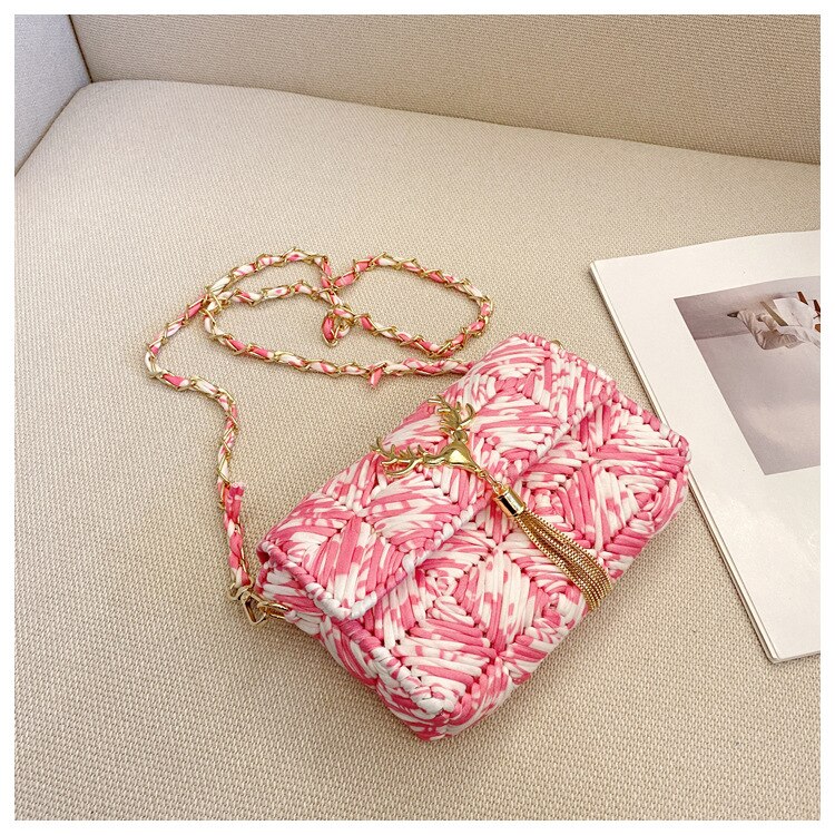 DIY Handcraft Shoulder Bag Making Materials Package Weaving Bag Grid Handmade Supplies Woman Bag Selfmade Sewing Accessories: BirdPink
