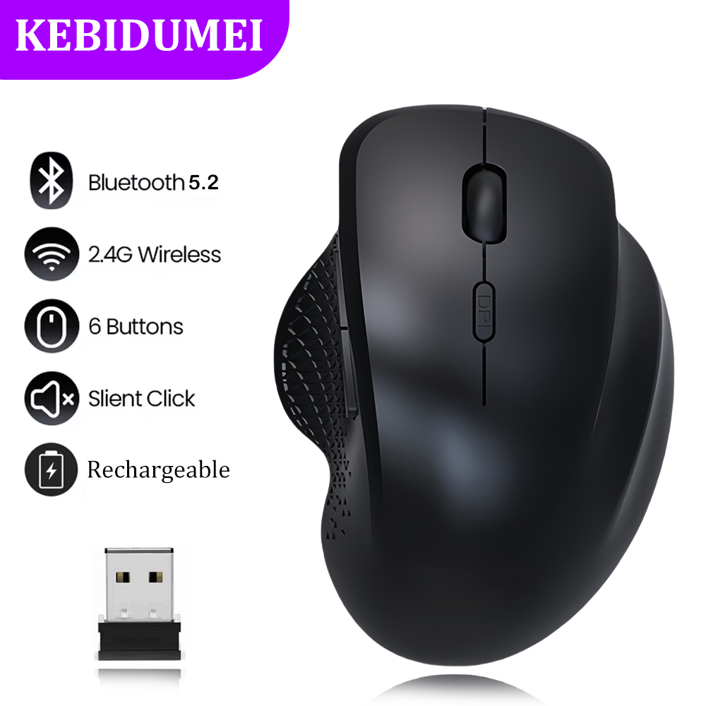 Dual-Mode 2.4G Wireless Mouse Bluetooth 5.2 Mouse Rechargeable Mouse Game Mouse 1600DPI For Laptop Tablet Computer Windows MacOS: PURPLE
