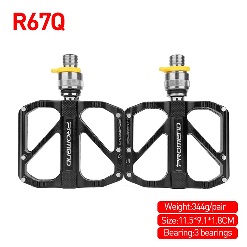 PROMEND Bicycle Pedals 3 Bearing Quick Release Road Folding Bike Pedal Pedals for Bicycle Parts Oil Slick Black R67: 3 Bearing PD-R67Q