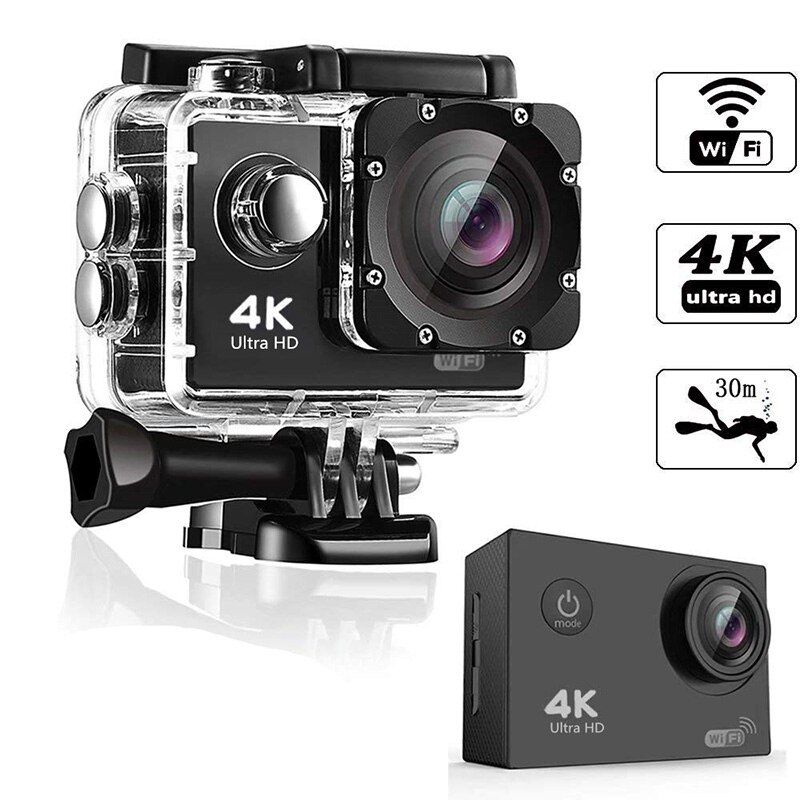 Wireless Wifi Action Camera HD 4K Waterproof Wide Angle 2.0 Inch Screen for Outdoor Sports