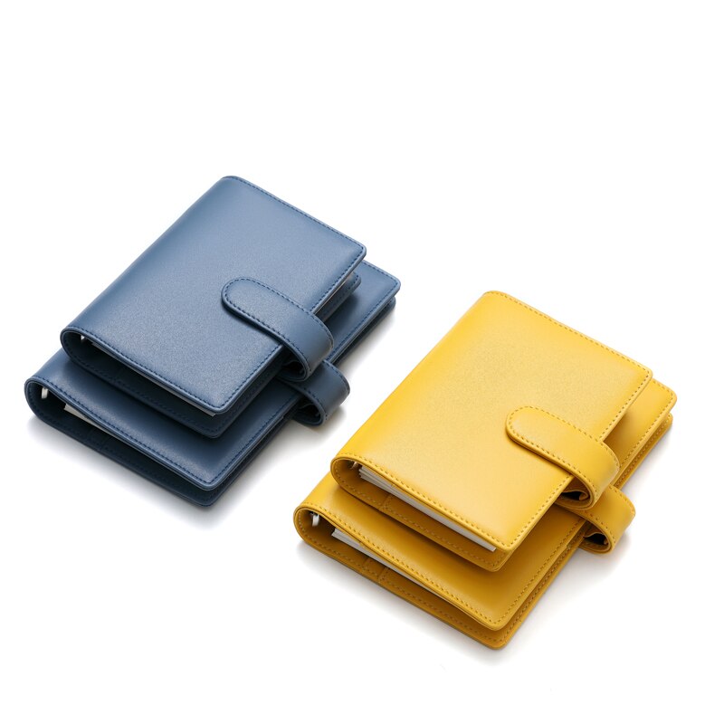 Amnery Leather Notebook Cover A6 Personal /A7 Pocket Ring Binder, 6 Round Ring Binder Journal Refillable for Pocket Filler Paper