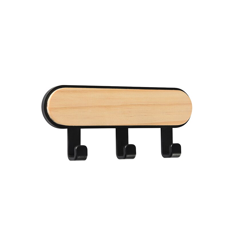 Perchas de madera para colgar en la pared, accesorios de decoración del hogar, de almacenamiento para colgar ropa perchero, llavero: Black - 3 Hooks