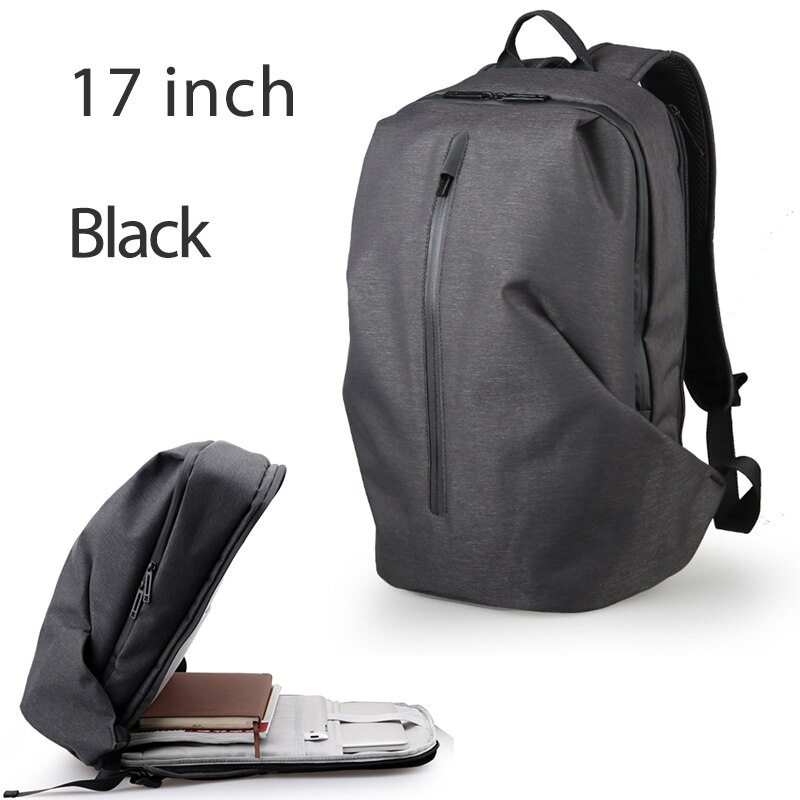 FYUZE – sac à dos Anti-vol pour hommes, sacoche tendance pour ordinateur portable 15.6 pouces 17, étanche, avec fermeture éclair pour voyage en plein air: 17 inch Black