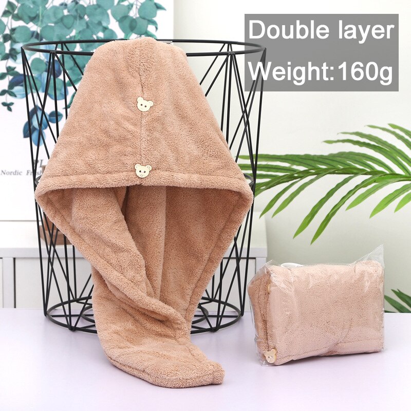 Women Towels Bathroom Microfiber Towel Rapid drying Hair Towel Bath Towels For Adults toallas microfibra toalha de banho: Coffee-Double layer