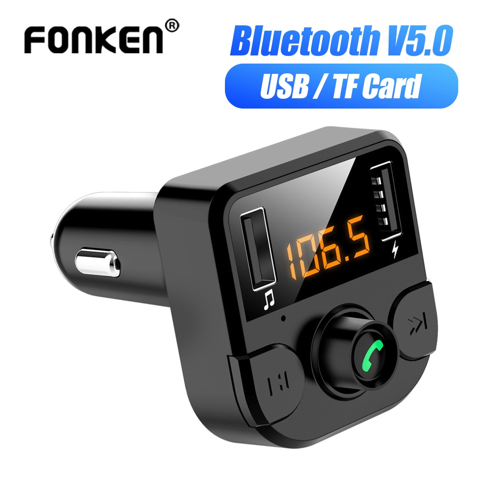 FONKEN USB Auto Ladegerät FM Bluetooth Absender TF Karte Auto Bausatz Freisprecheinrichtung Audio- Empfänger Musik Spieler 2 USB Hafen Ladung in Auto