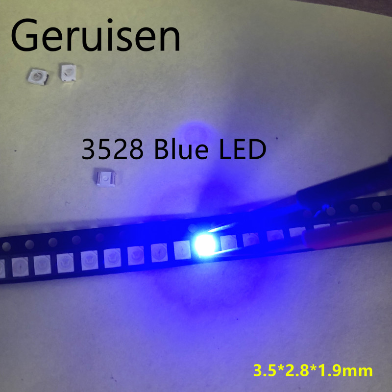 200pcs/lot 1210 3528 SMD LED Ultra Bright Blue Light Diode 470-475NM 3.0-3.6V Chip led lamp high lighting MUXINZI