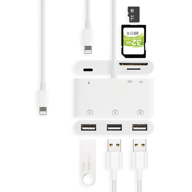 Ajiuyu Usb Lightning Otg Hub Voor Ipad Air 2 3 Pro Mini 4 5 10.2 9.7 10.5 Tablet Hdmi Adapter converter Aansluiten Toetsenbord Muis