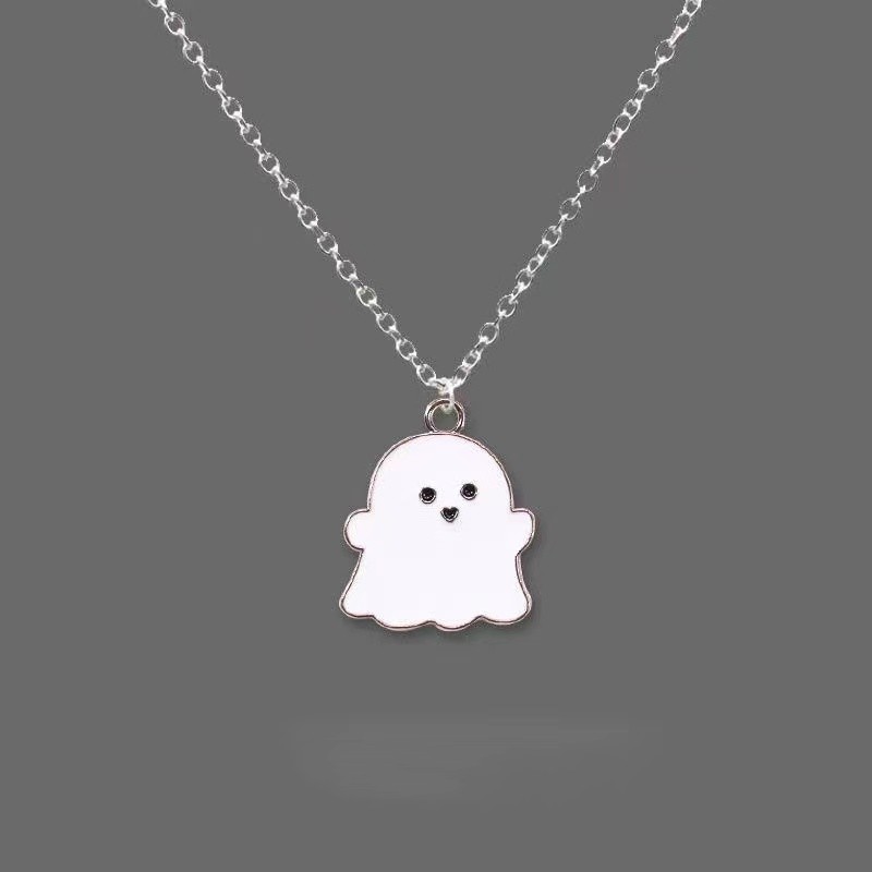 Collar pequeño diablo blanco en la espalda, gargantilla de cuello con cadena para clavícula para mujer, joyería, , gratis: Color amarillo dorado claro