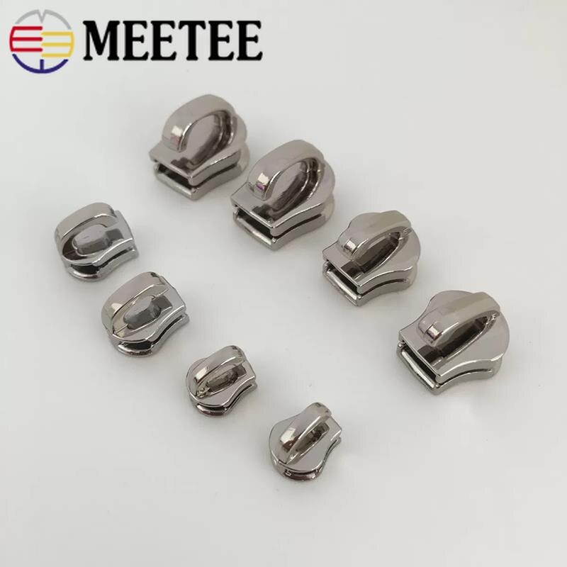 Meetee 20pcs Zipper Sliders for 3# 5# 8# 10# Metal Zipper Down Jacket Pocket Zipper Head Bag Zip Repair DIY Sewing Accessories