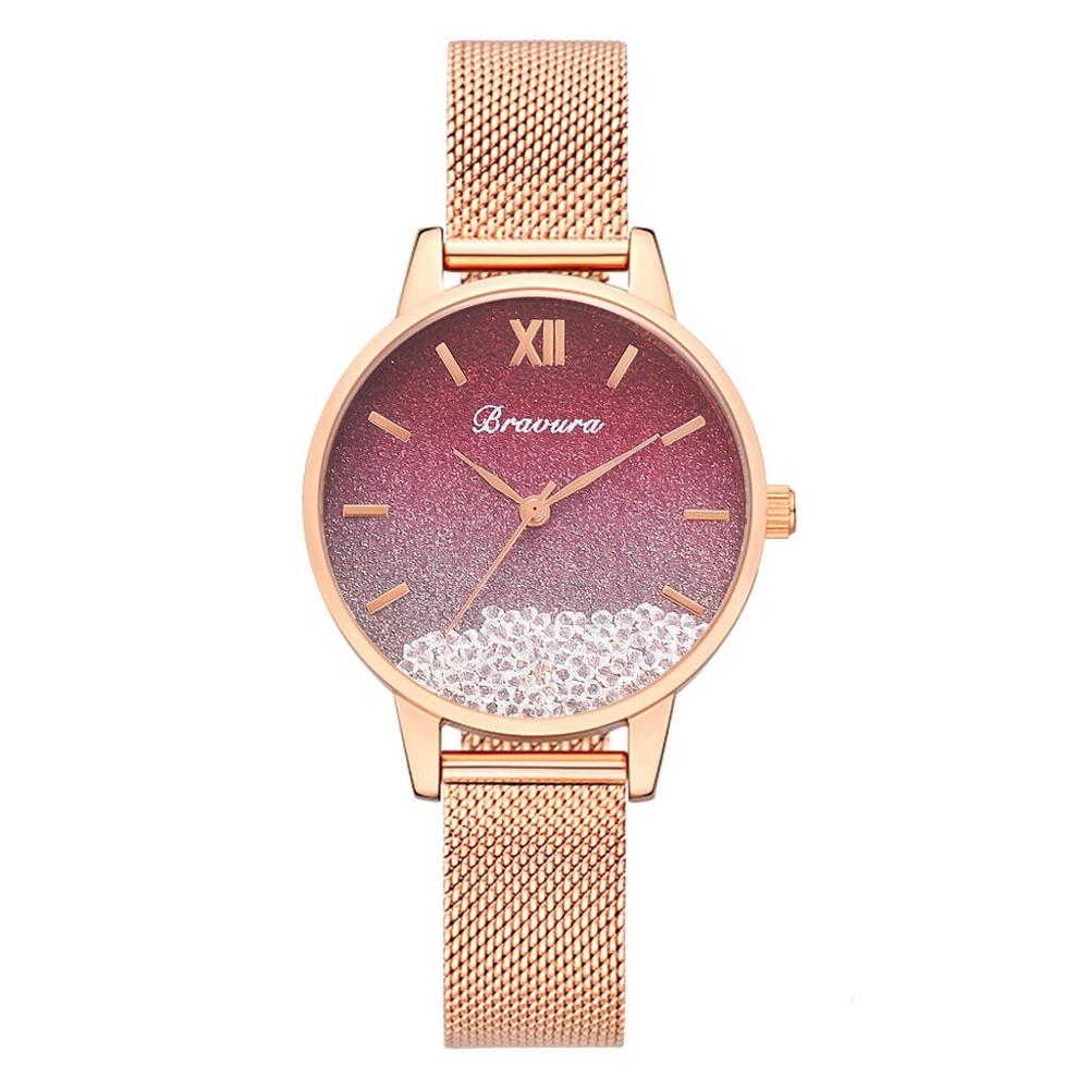 Femmes montres luxe diamant or Rose dames montres-bracelets femmes Bracelet montre pour femme horloge Relogio Feminino