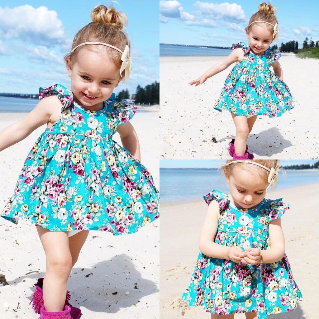 Lovely Summer Infant Baby Girl Ruffle Floral Dress Sundress Briefs Outfits Clothes Set Baby Christmas Dress