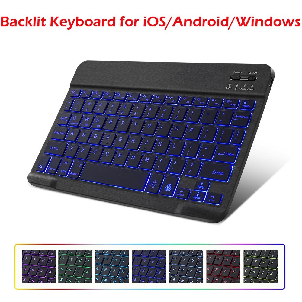 RGB Bluetooth Keyboard Wireless Backlit Keyboard Bluetooth Rechargeable Backlight Keypads for iOS Android Windows Tablet Phone