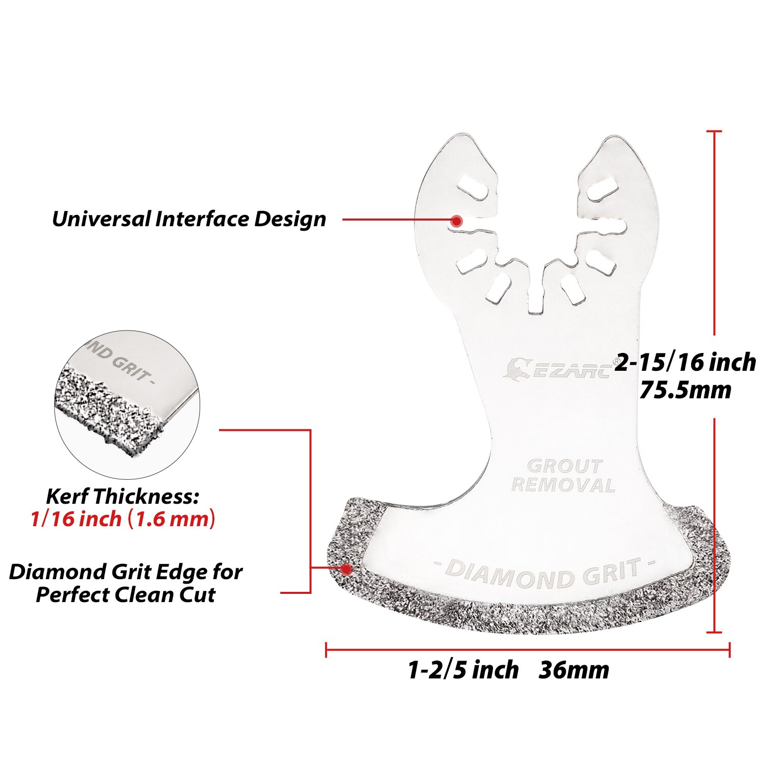 EZARC 3PCS Diamond Oscillating Tool Blade Multi Tool Swing for Grout Removal and Soft Tile Cut Quick Release Oscillating Tool
